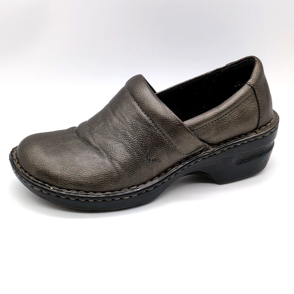 b.o.c. Shoes Womens Gray 9 Faux Leather Clogs‎ Walking Loafers Comfort Slip On
